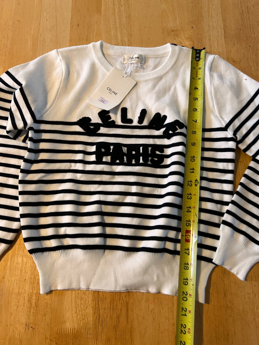 Celine White & Black Striped 'Paris' Knit Sweater - Picture 3 of 6